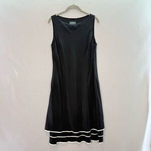 Lauren Ralph Lauren -women’s 100% silk sleeveless Tiered hem Midi black Dress 12